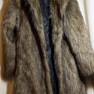 Women's Faux Fur Coat - Brown